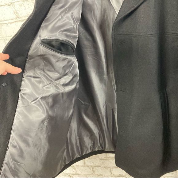 London Fog Men’s Black Wool blend Peacoat Size Large Great Preowned Condition - Picture 4 of 7